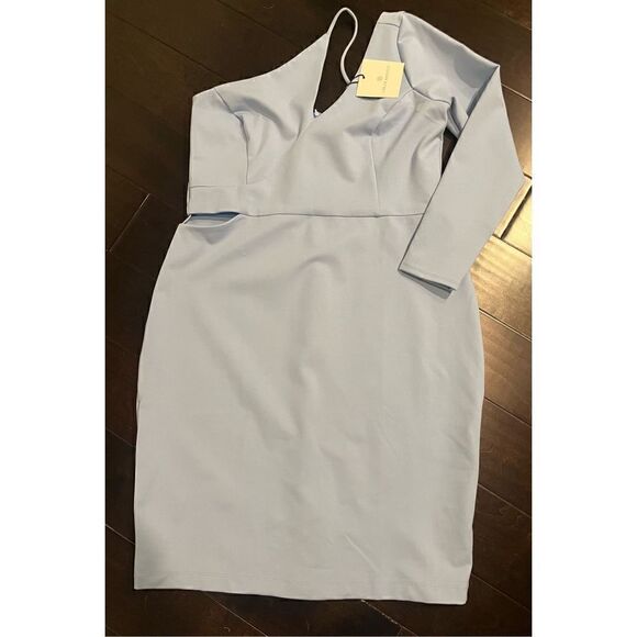 New CHLOE KRISTYN Tori One Shoulder Cut Out Bodycon Dress in Dusk Blue - Picture 3 of 9